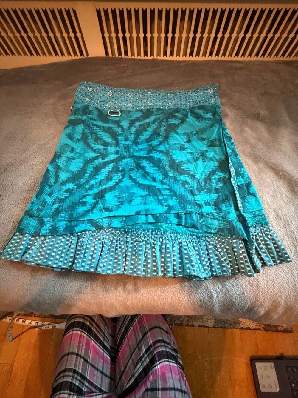 Moshiki Hot Cookie Reversible Wrap Skirt with Ruffled Hem